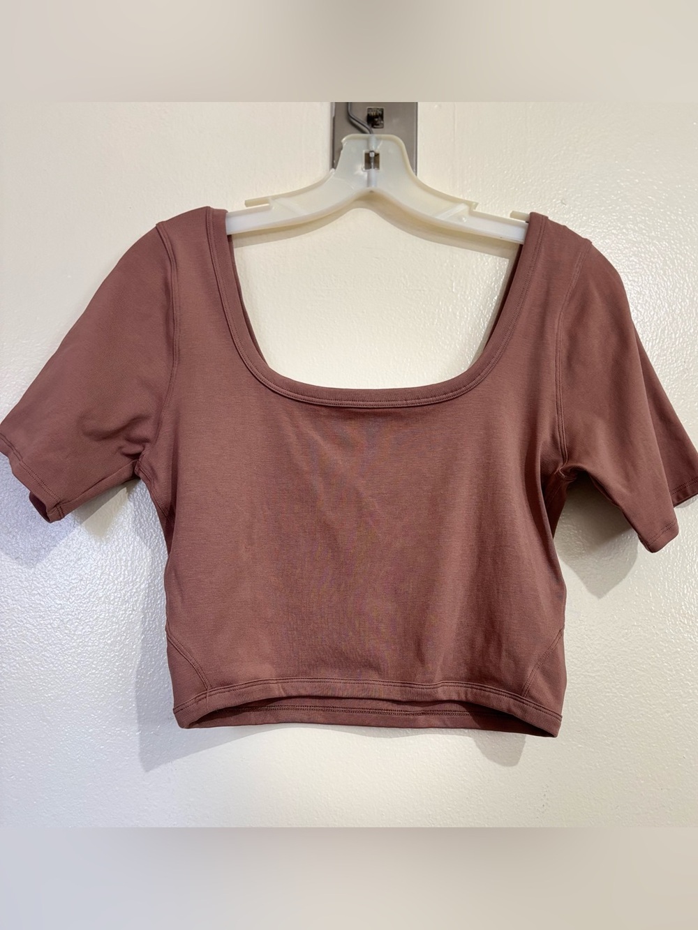 lululemon athletica Square Neck Short Sleeve Crop Top - Brown